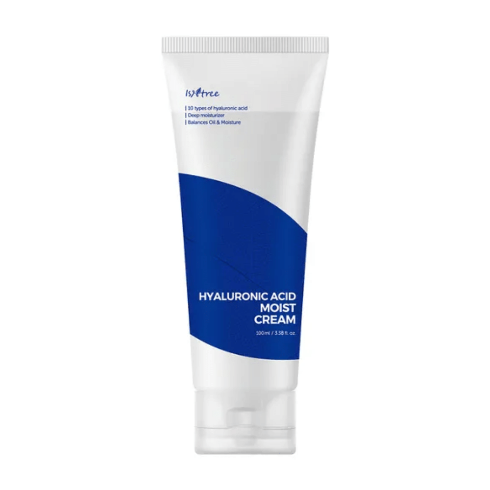 A tube Isntree Hyaluronic Acid Moist Cream 100ml for moisturizing.